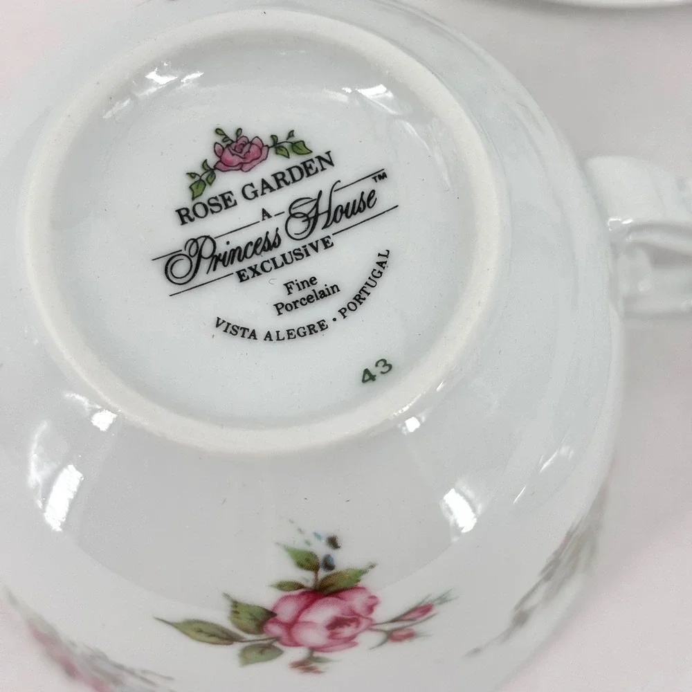 Princess House Rose Garden Fine Porcelain Tea Cup Saucer Set 4 Vintage 1988 NIB